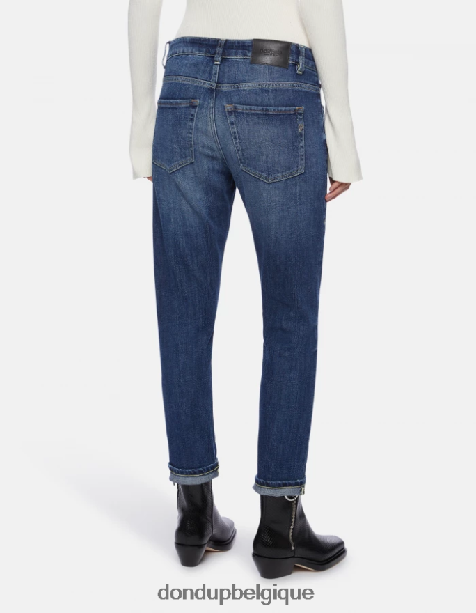 femmes vêtements DONDUP bleu jean mila en denim stretch coupe carotte 8826D065
