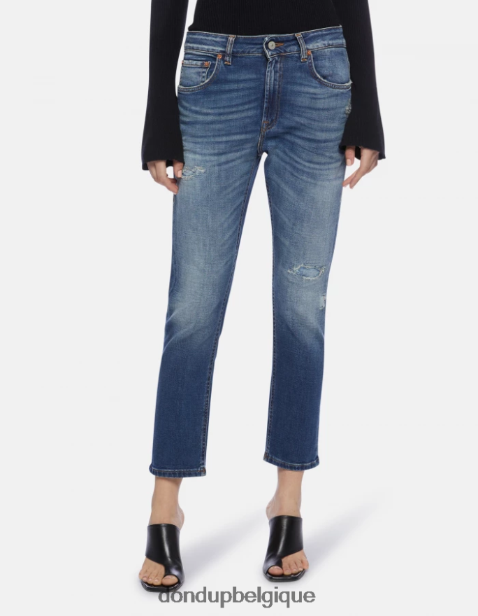 femmes vêtements DONDUP bleu jean mila en denim stretch coupe carotte 8826D076