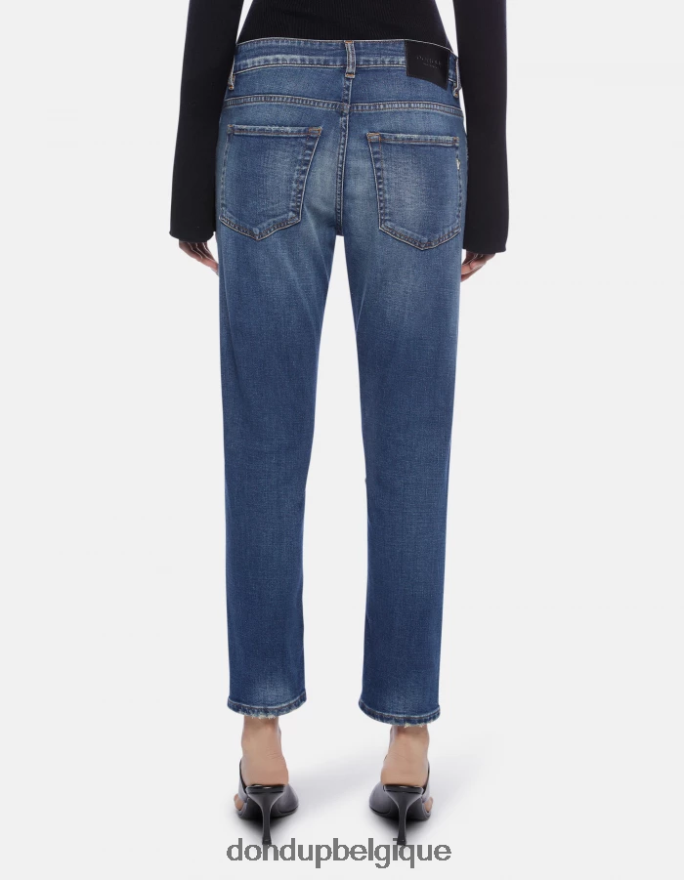 femmes vêtements DONDUP bleu jean mila en denim stretch coupe carotte 8826D076