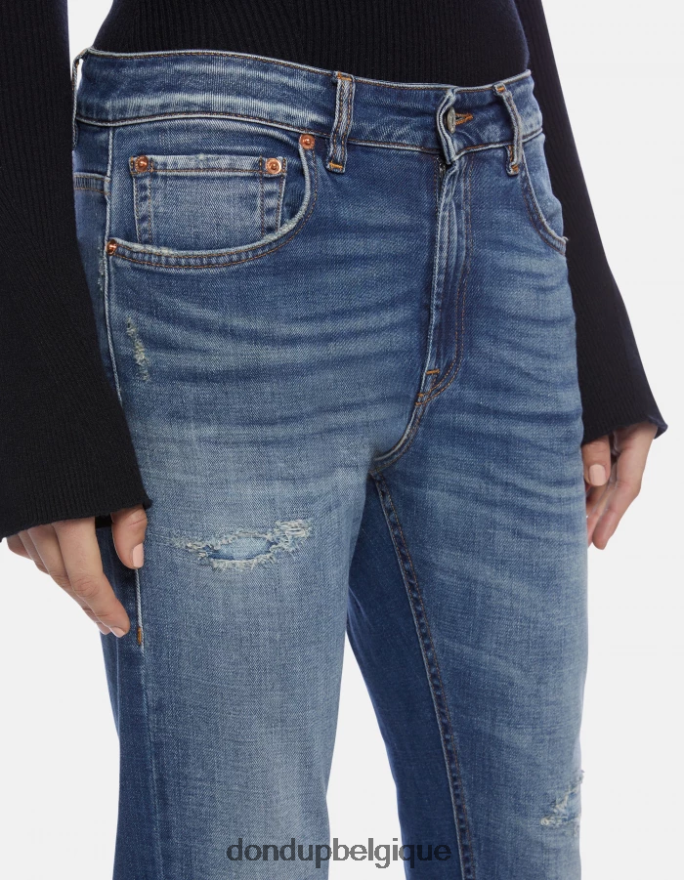 femmes vêtements DONDUP bleu jean mila en denim stretch coupe carotte 8826D076