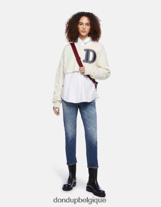 femmes vêtements DONDUP bleu jean mila en denim stretch coupe carotte 8826D076