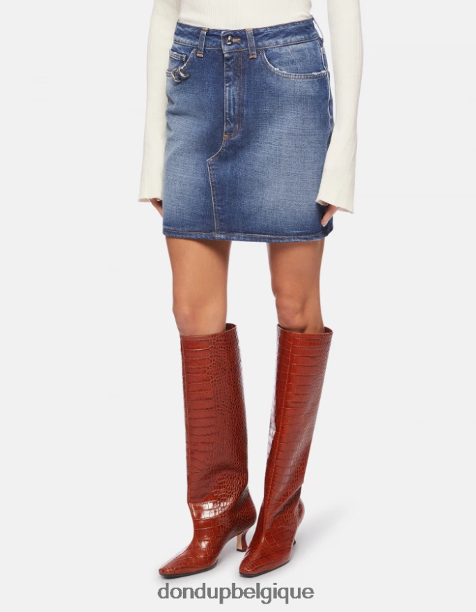 femmes vêtements DONDUP bleu jupe courte en jean rigide 8826D0404