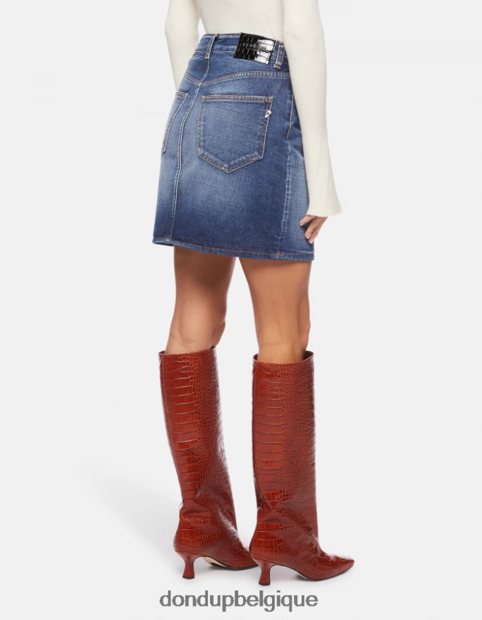 femmes vêtements DONDUP bleu jupe courte en jean rigide 8826D0404