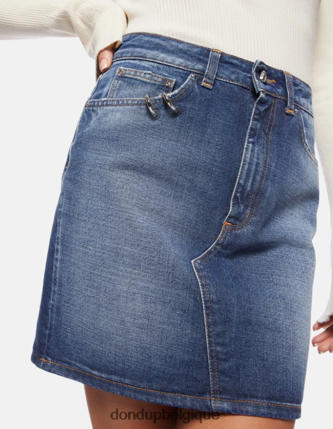 femmes vêtements DONDUP bleu jupe courte en jean rigide 8826D0404