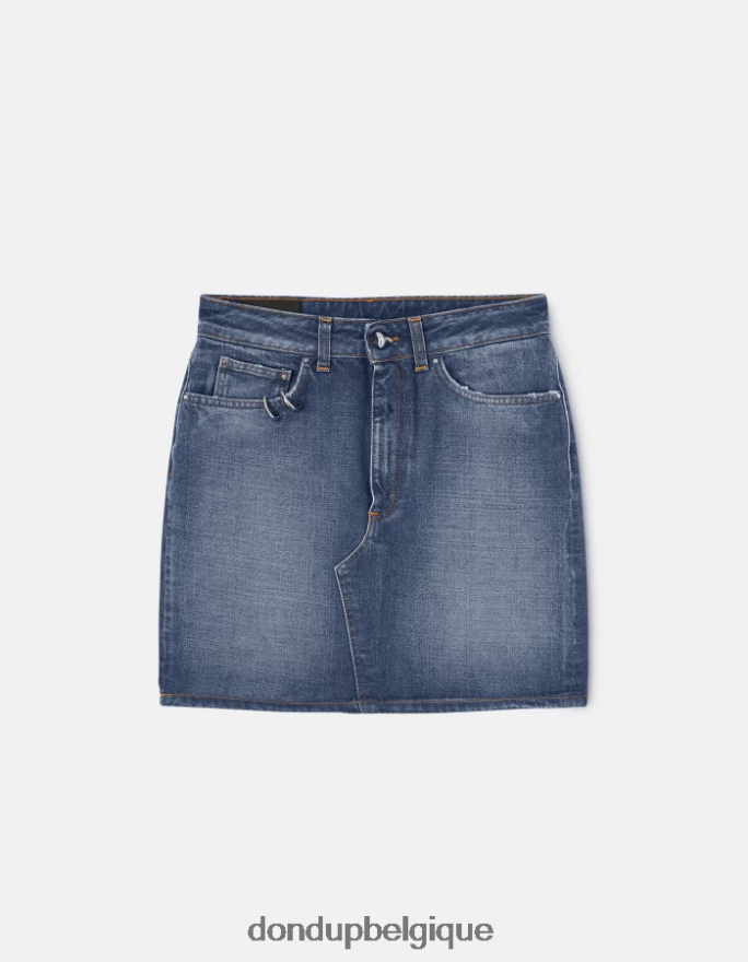 femmes vêtements DONDUP bleu jupe courte en jean rigide 8826D0404