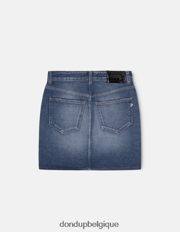 femmes vêtements DONDUP bleu jupe courte en jean rigide 8826D0404