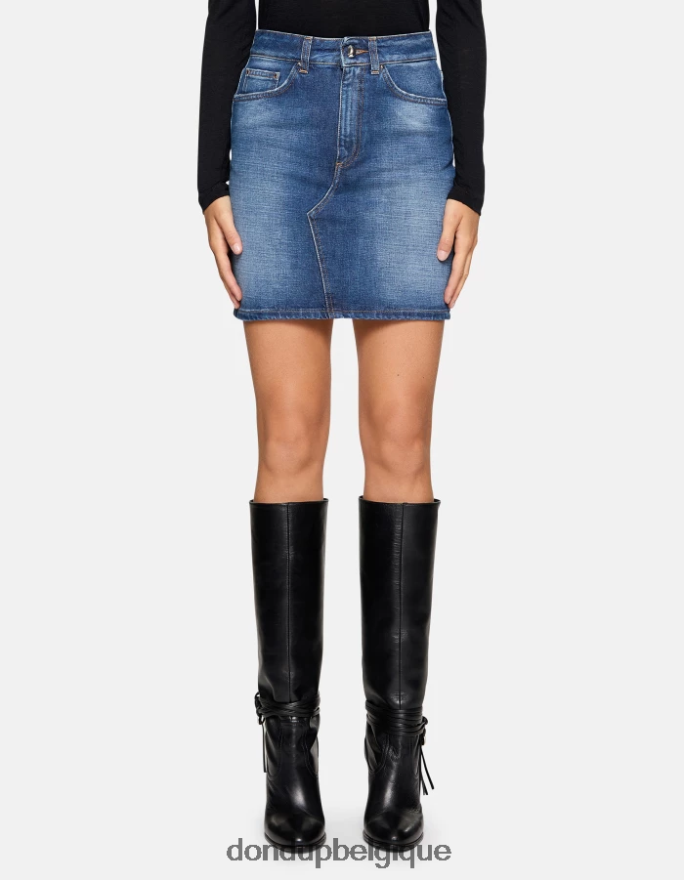 femmes vêtements DONDUP bleu jupe courte en jean rigide 8826D0405
