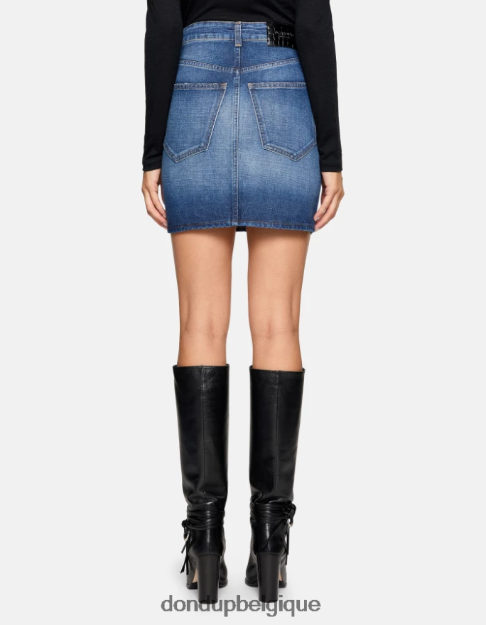 femmes vêtements DONDUP bleu jupe courte en jean rigide 8826D0405