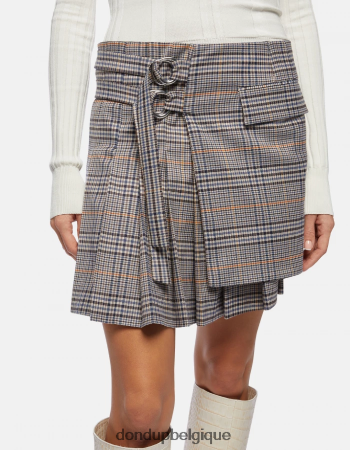 femmes vêtements DONDUP bleu jupe courte à carreaux prince de galles 8826D0409