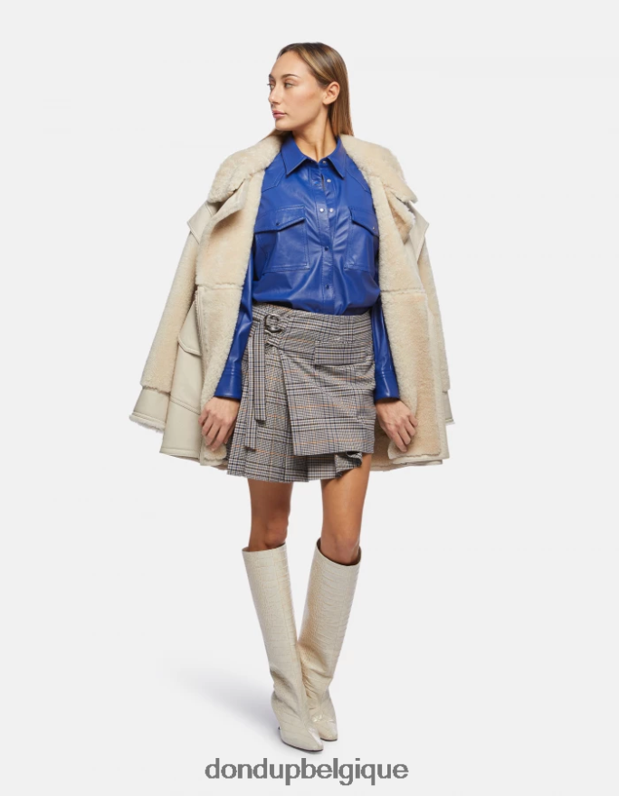 femmes vêtements DONDUP bleu jupe courte à carreaux prince de galles 8826D0409