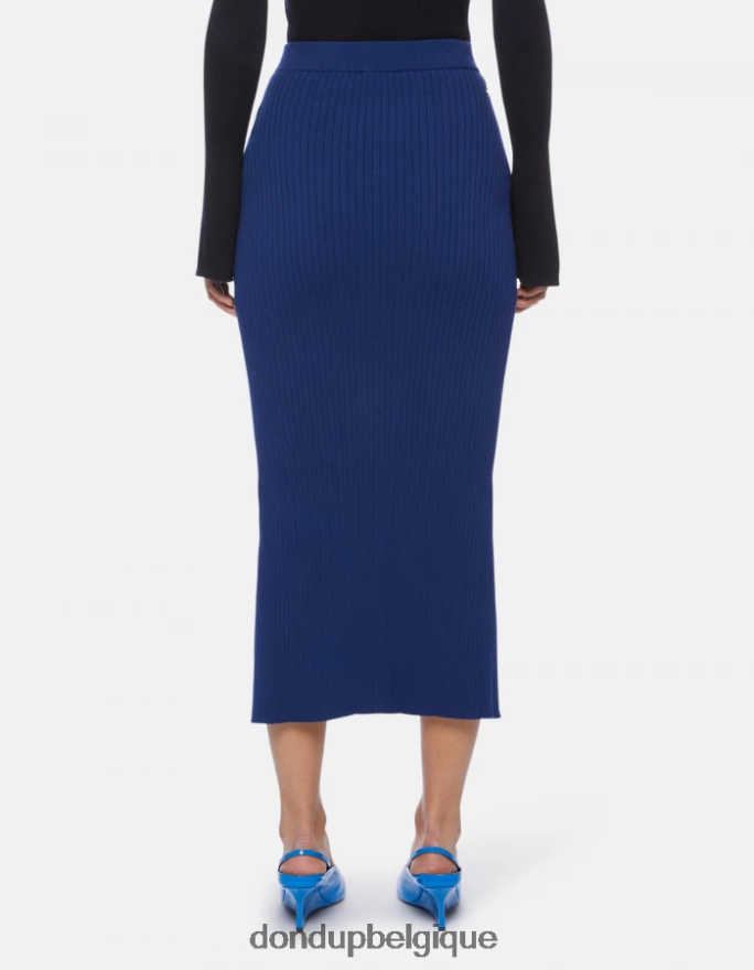 femmes vêtements DONDUP bleu jupe mi-longue en viscose 8826D0406