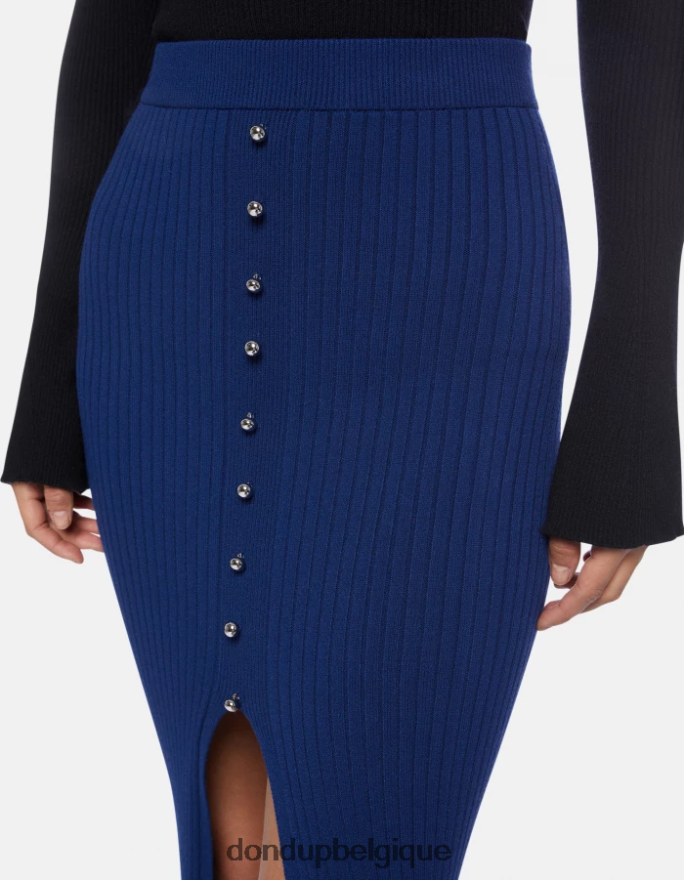 femmes vêtements DONDUP bleu jupe mi-longue en viscose 8826D0406