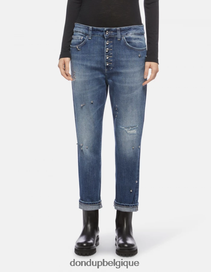 femmes vêtements DONDUP bleu koons - jean ample en denim stretch 8826D0113