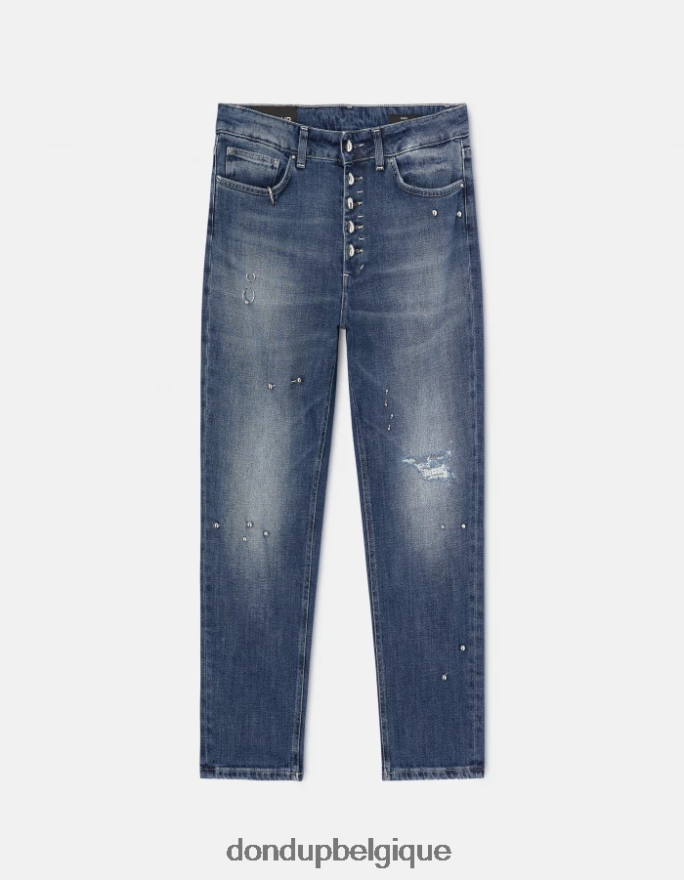 femmes vêtements DONDUP bleu koons - jean ample en denim stretch 8826D0113