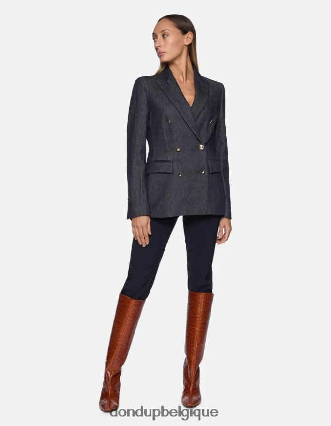 femmes vêtements DONDUP bleu marine Kasya pantalon coupe classique en laine 8826D0142