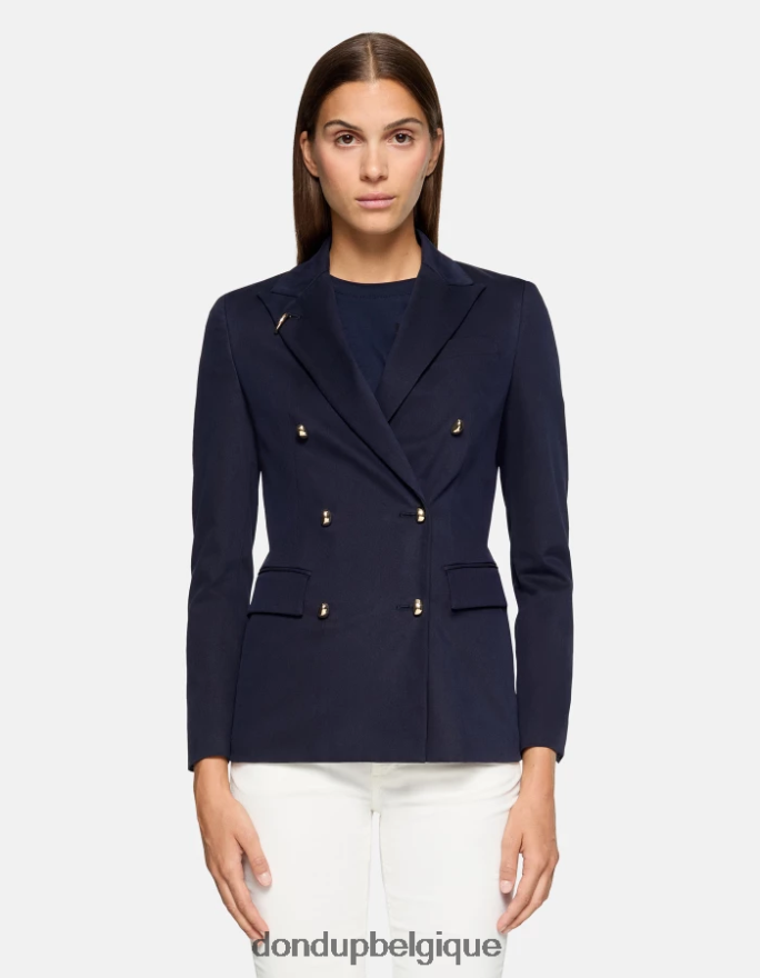 femmes vêtements DONDUP bleu marine blazer en coton à double boutonnage 8826D0370