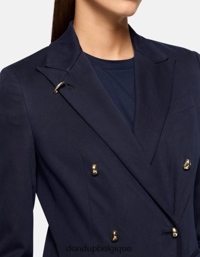 femmes vêtements DONDUP bleu marine blazer en coton à double boutonnage 8826D0370