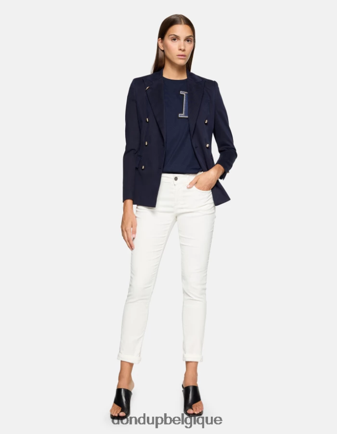 femmes vêtements DONDUP bleu marine blazer en coton à double boutonnage 8826D0370