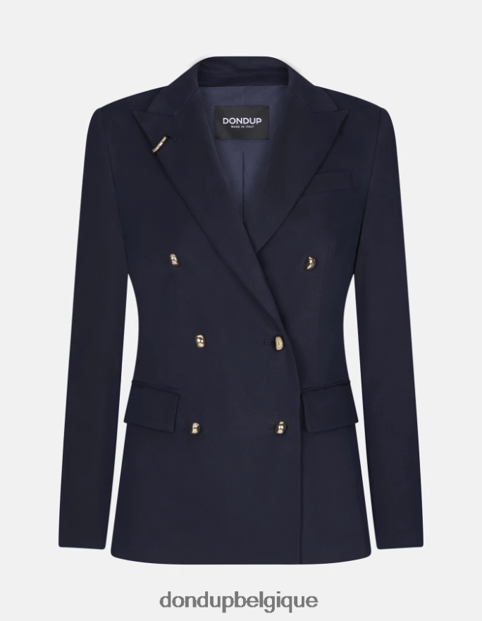 femmes vêtements DONDUP bleu marine blazer en coton à double boutonnage 8826D0370
