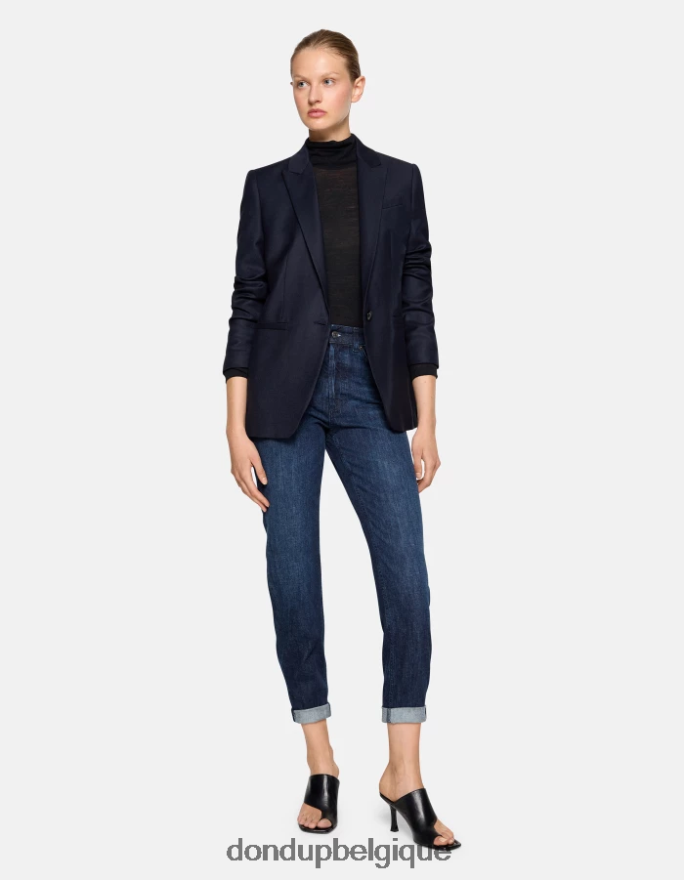 femmes vêtements DONDUP bleu marine blazer en flanelle à simple boutonnage 8826D0374