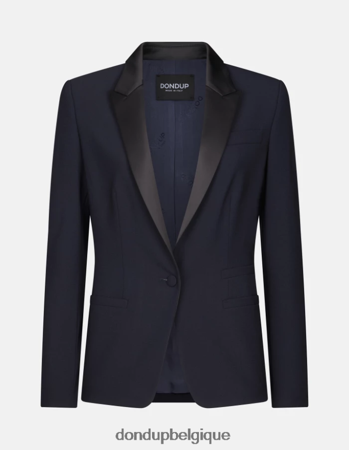 femmes vêtements DONDUP bleu marine blazer en laine à simple boutonnage 8826D0382