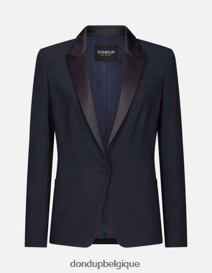 femmes vêtements DONDUP bleu marine blazer en laine à simple boutonnage 8826D0382