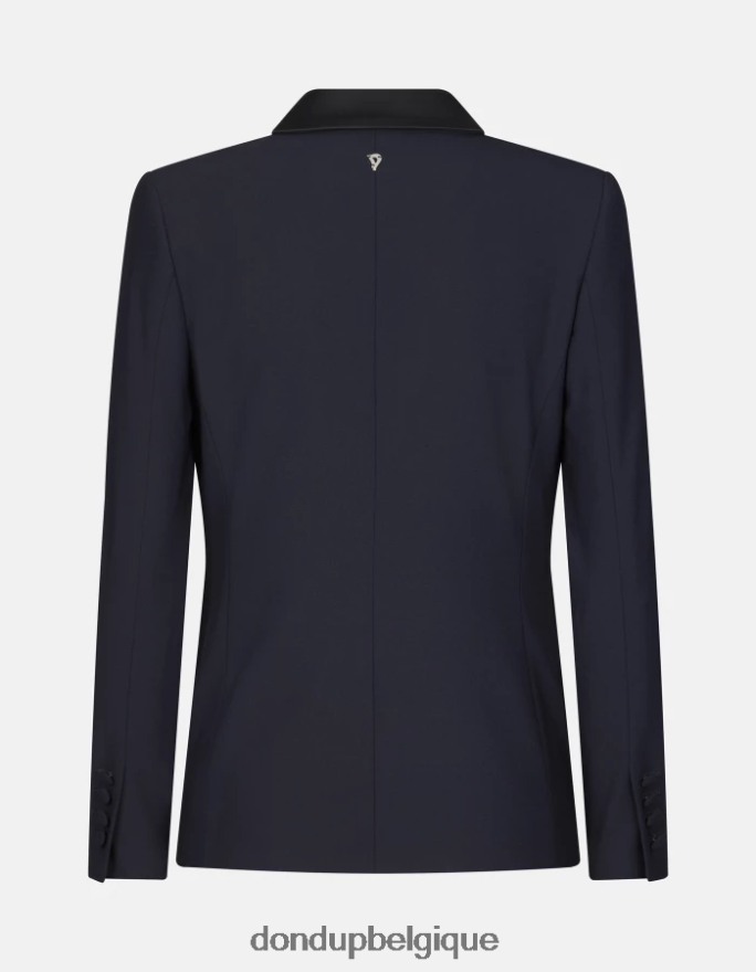 femmes vêtements DONDUP bleu marine blazer en laine à simple boutonnage 8826D0382
