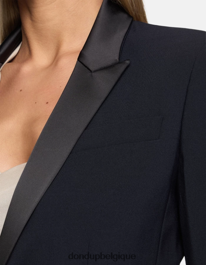 femmes vêtements DONDUP bleu marine blazer en laine à simple boutonnage 8826D0382