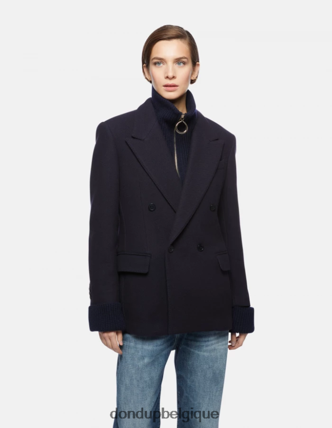 femmes vêtements DONDUP bleu marine blazer en tissu à double boutonnage 8826D0395