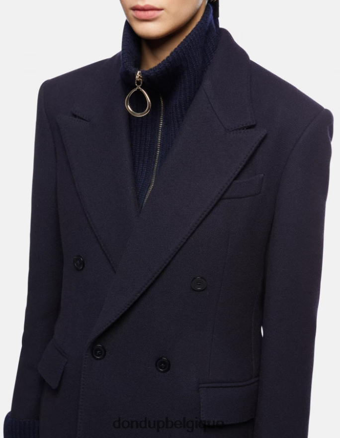 femmes vêtements DONDUP bleu marine blazer en tissu à double boutonnage 8826D0395