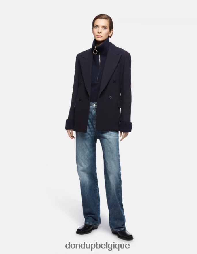 femmes vêtements DONDUP bleu marine blazer en tissu à double boutonnage 8826D0395