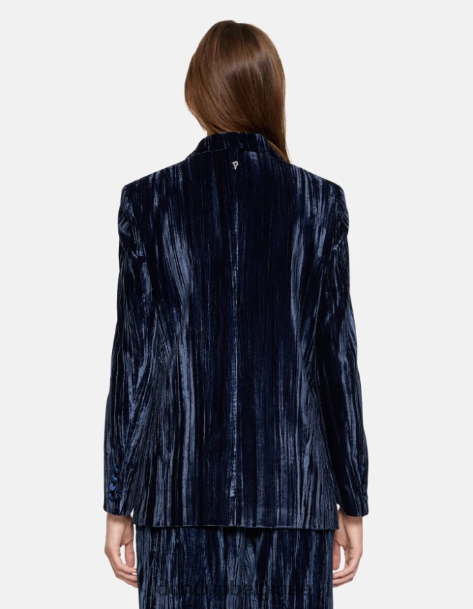 femmes vêtements DONDUP bleu marine blazer en velours à double boutonnage 8826D0385