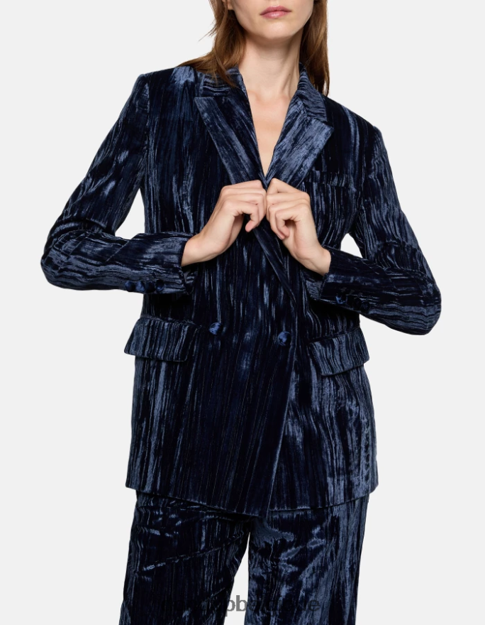 femmes vêtements DONDUP bleu marine blazer en velours à double boutonnage 8826D0385