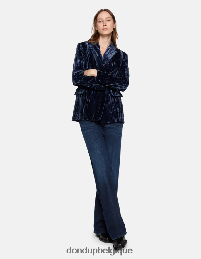 femmes vêtements DONDUP bleu marine blazer en velours à double boutonnage 8826D0385