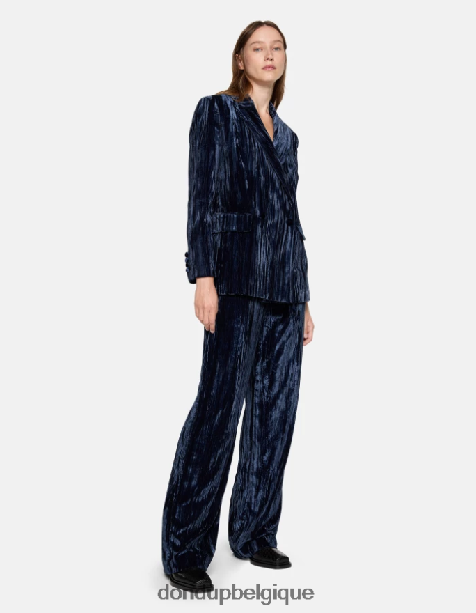 femmes vêtements DONDUP bleu marine blazer en velours à double boutonnage 8826D0385