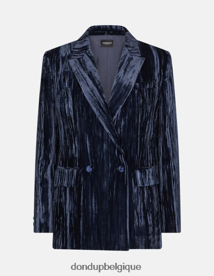 femmes vêtements DONDUP bleu marine blazer en velours à double boutonnage 8826D0385