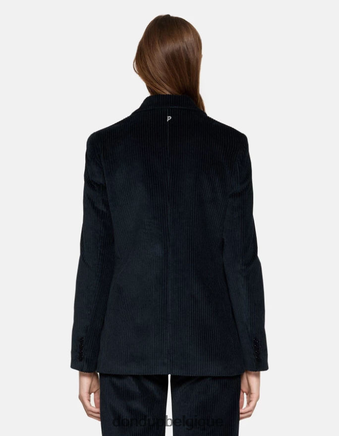 femmes vêtements DONDUP bleu marine blazer en velours à simple boutonnage 8826D0378