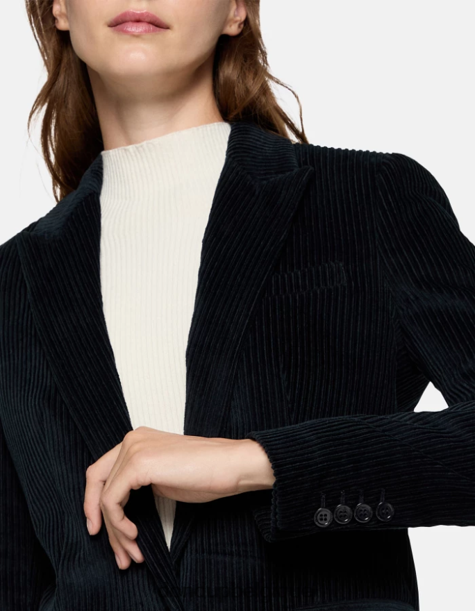 femmes vêtements DONDUP bleu marine blazer en velours à simple boutonnage 8826D0378