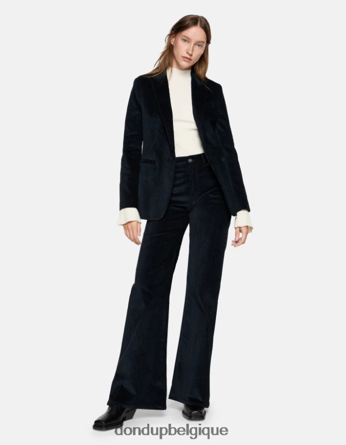 femmes vêtements DONDUP bleu marine blazer en velours à simple boutonnage 8826D0378