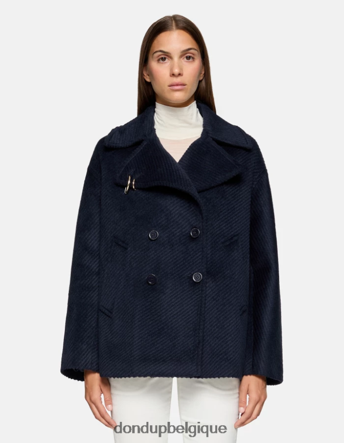 femmes vêtements DONDUP bleu marine caban en tissu à double boutonnage 8826D0340
