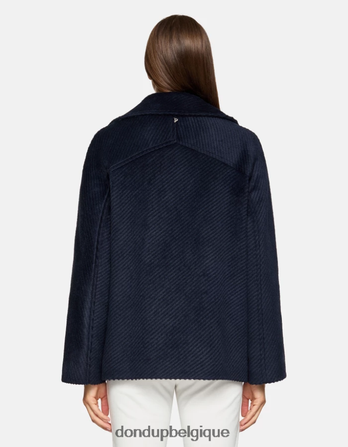 femmes vêtements DONDUP bleu marine caban en tissu à double boutonnage 8826D0340