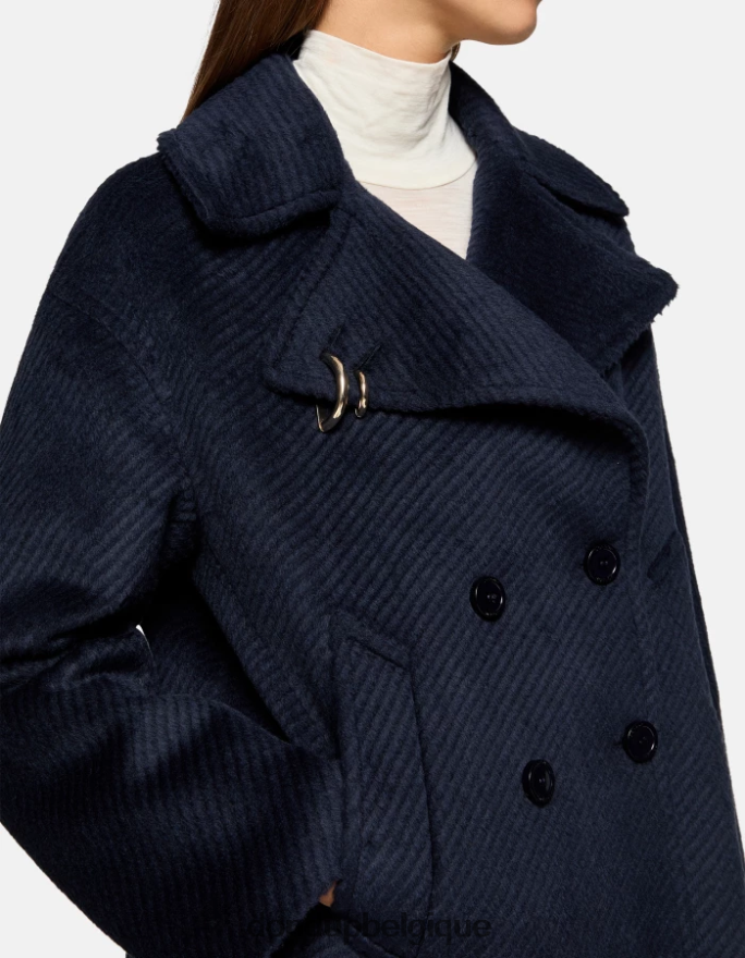 femmes vêtements DONDUP bleu marine caban en tissu à double boutonnage 8826D0340