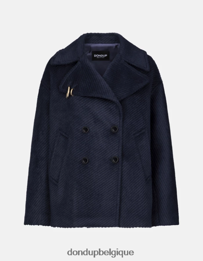 femmes vêtements DONDUP bleu marine caban en tissu à double boutonnage 8826D0340