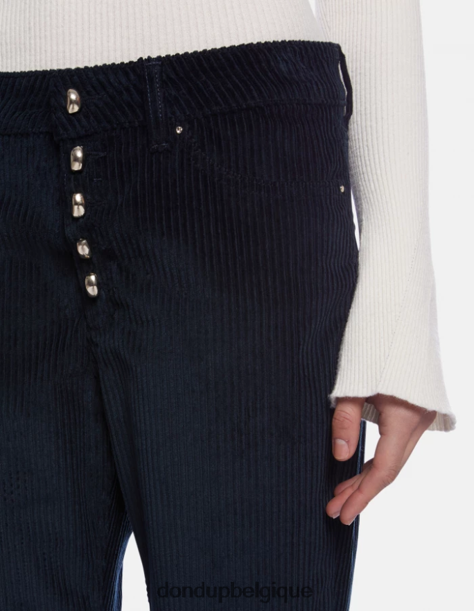 femmes vêtements DONDUP bleu marine koons pantalon ample en velours 8826D0108