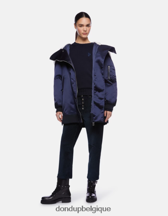 femmes vêtements DONDUP bleu marine koons pantalon ample en velours 8826D0108