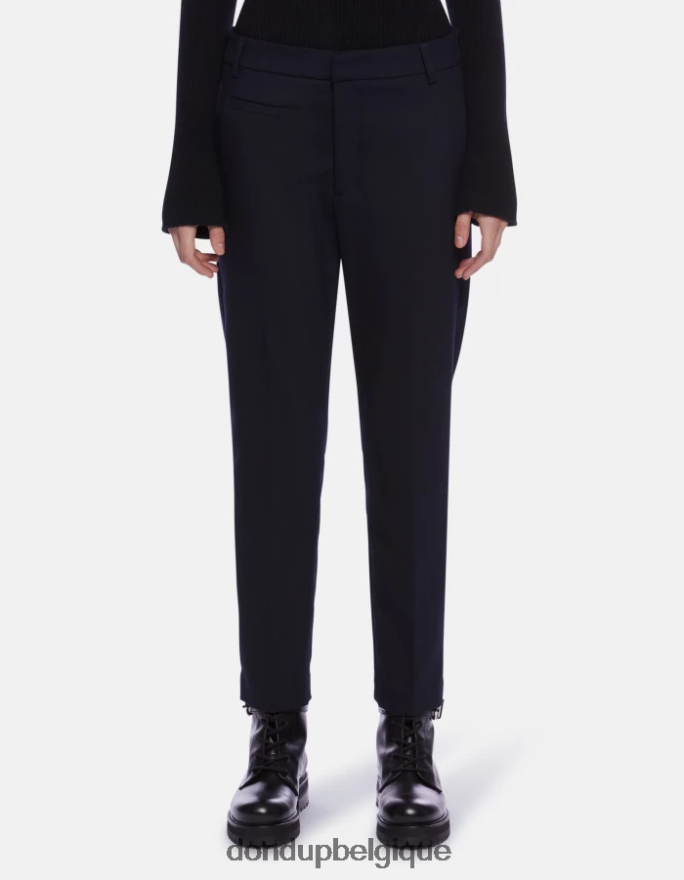 femmes vêtements DONDUP bleu marine pantalon 27 pouces coupe carotte ariel en laine mélangée 8826D0145