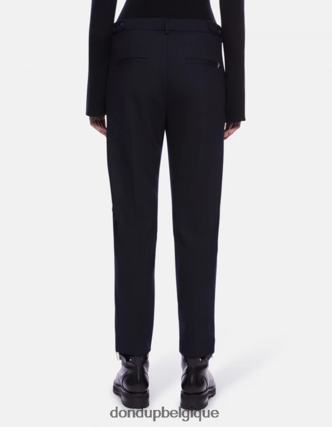 femmes vêtements DONDUP bleu marine pantalon 27 pouces coupe carotte ariel en laine mélangée 8826D0145
