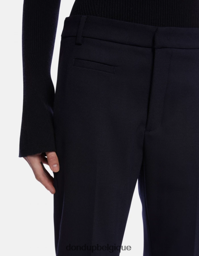 femmes vêtements DONDUP bleu marine pantalon 27 pouces coupe carotte ariel en laine mélangée 8826D0145