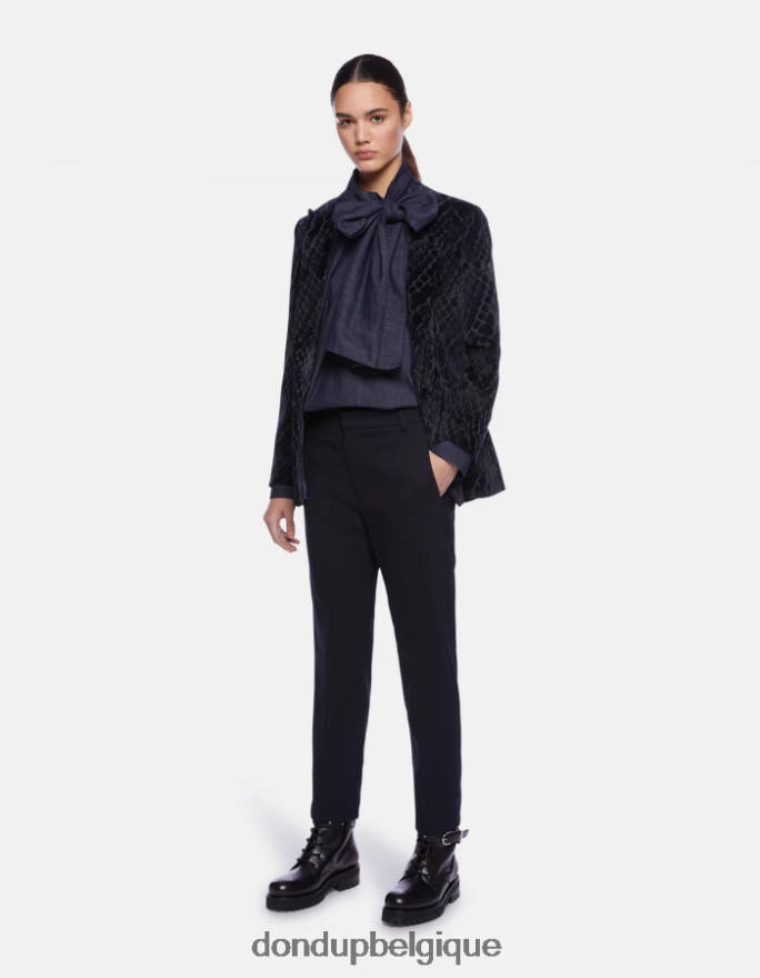 femmes vêtements DONDUP bleu marine pantalon 27 pouces coupe carotte ariel en laine mélangée 8826D0145