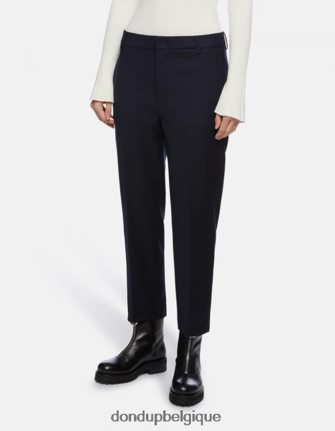 femmes vêtements DONDUP bleu marine pantalon ample en flanelle nima 8826D0222